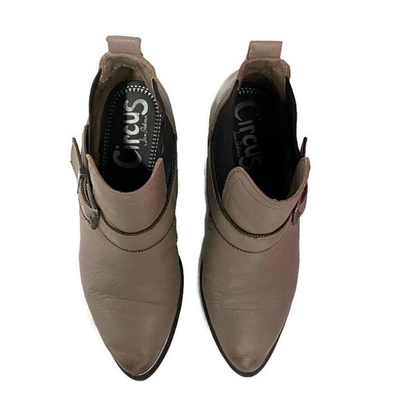 Sam Edelman Circus Taupe & Black w/Buckle Boots - Picture 2 of 5